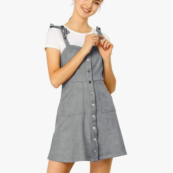 Allegra K Dresses & Skirts - 💖HP💖 Allegra K Women's Casual Overall Dress Button Down Faux Suede
